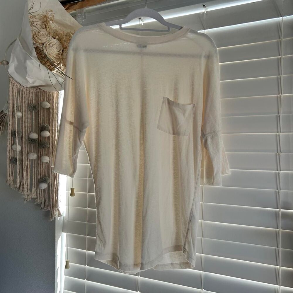 Ch. x Frank & Oak Cream Oversized Slouchy Pocket Tee Coastal Minimalist Small